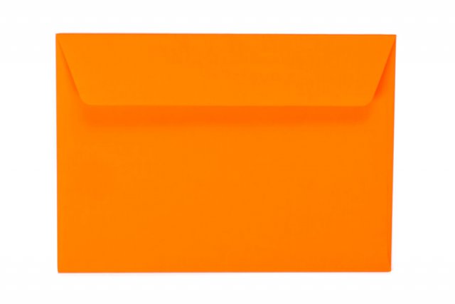 Envelopes DIN C6 adesivos, laranja néon