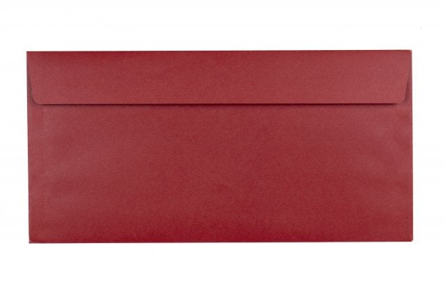 Envelopes DIN adesivos longos, impressão em vermelho escuro