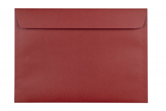 Envelopes DIN C5 adesivos sensíveis à pressão, impressão a vermelho escuro