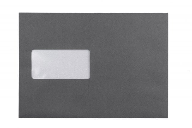 Envelopes DIN C5 adesivos com janela, impressão em cinzento escuro