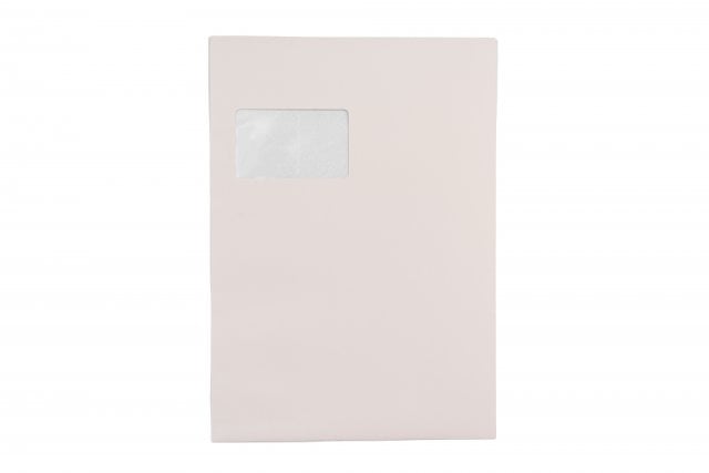 Envelopes DIN C4 adesivos com janela, impressão creme