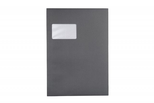 Envelopes DIN C4 adesivos com janela, impressão em cinzento escuro