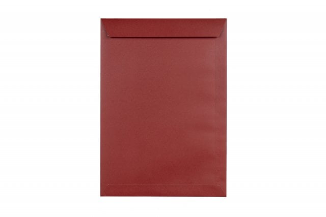 Envelopes DIN C4 adesivos sensíveis à pressão, impressão em vermelho escuro