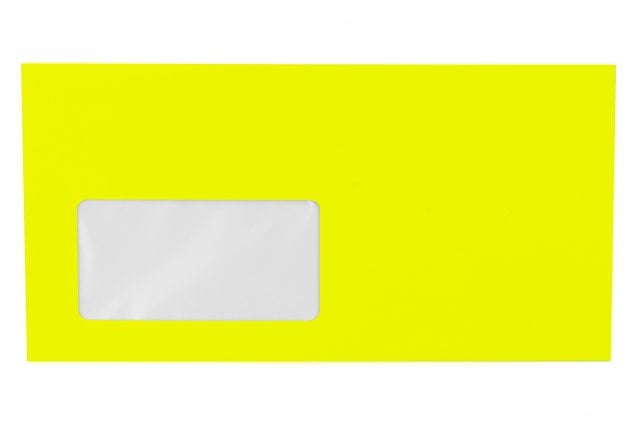 Envelopes DIN longos com janela, amarelo néon