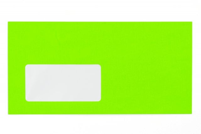 Envelopes DIN compridos com janela, verde néon