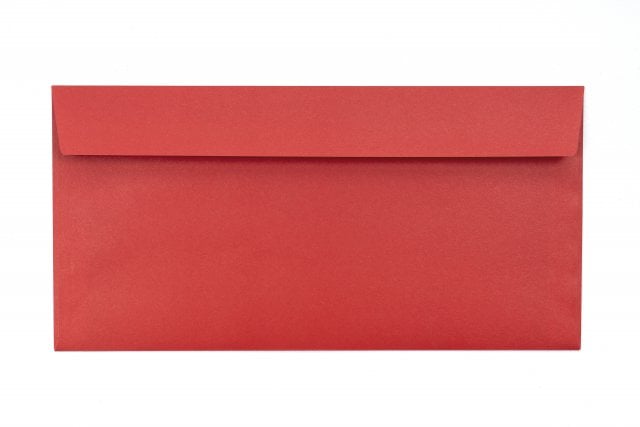 Envelopes DIN longo adesivo, impressão vermelha