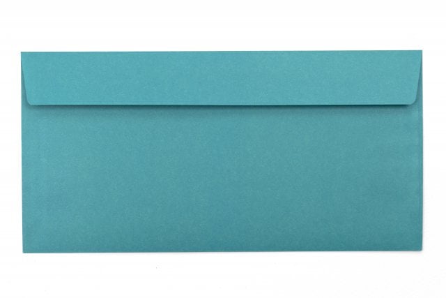 Envelopes DIN adesivos longos, impressão turquesa