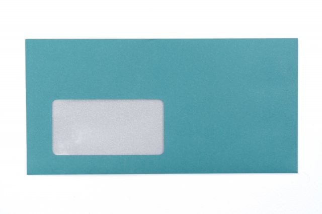 Envelopes DIN compridos com janela, impressão turquesa