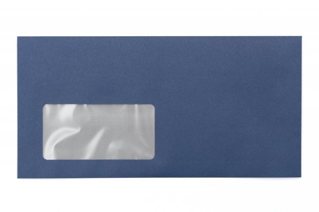Envelopes DIN longo+ com janela, impressão azul escura