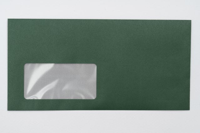 Envelopes DIN longo+ com janela, impressão verde escuro