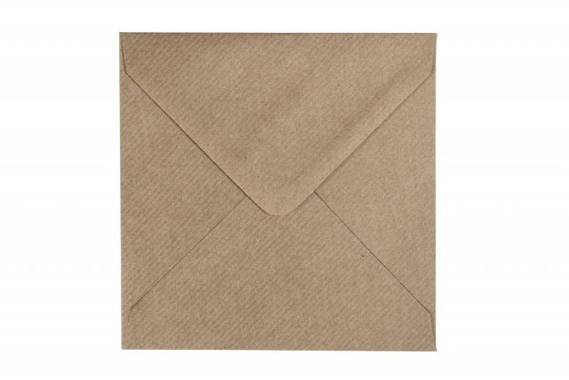 Envelopes quadrados 140x140 mm, papel kraft Natron com nervuras