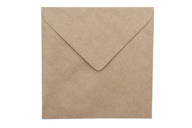 Envelopes quadrados 155x155 mm, papel kraft Natron com nervuras