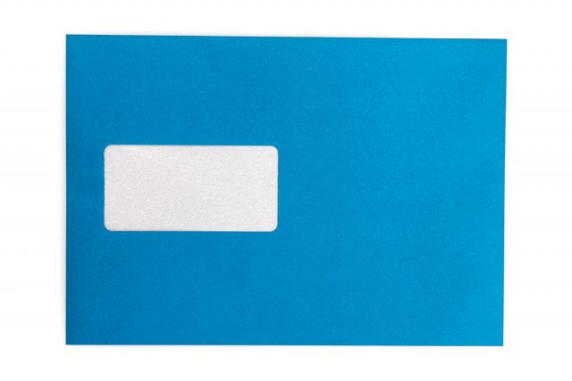 Envelopes DIN C5 adesivos com janela, impressão azul