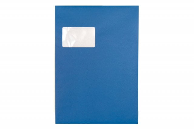 Envelopes DIN C4 adesivos com janela, impressão azul