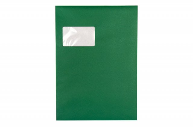 Envelopes DIN C4 adesivos com janela, impressão verde
