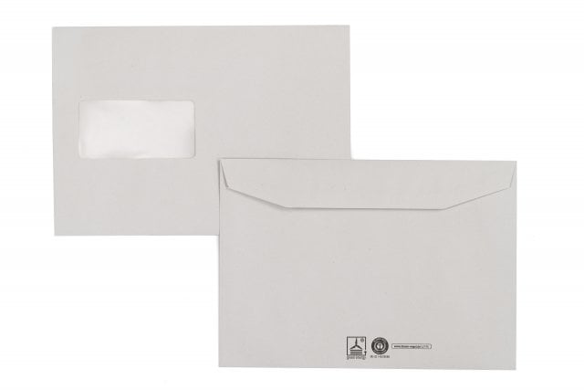 Envelopes DIN C5, cinzento reciclado com janela