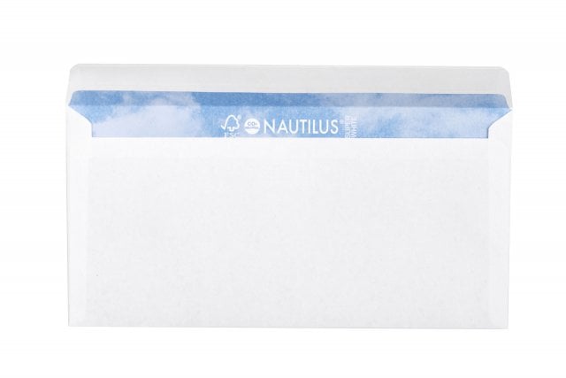 Envelopes DIN adesivos longos, branco reciclado