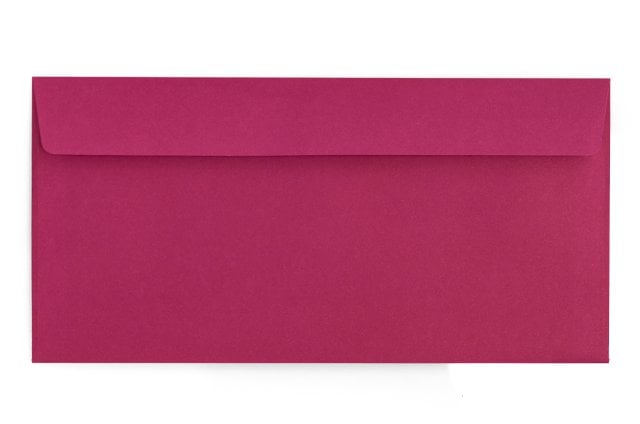 Envelopes DIN compridos adesivos, impressão cor-de-rosa