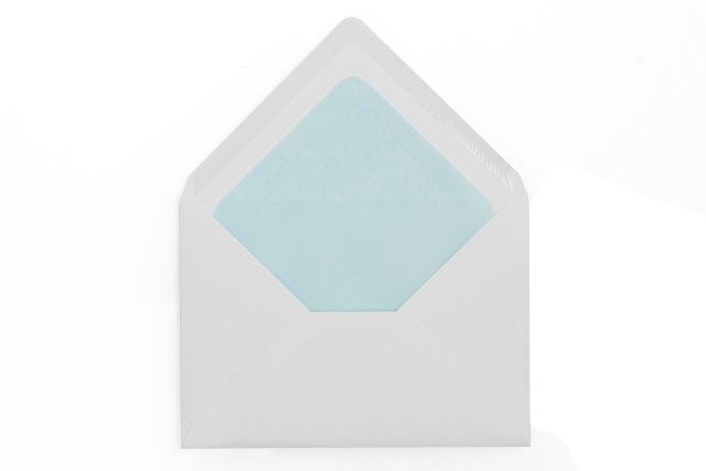 Envelopes DIN C6, brancos com forro em azul claro
