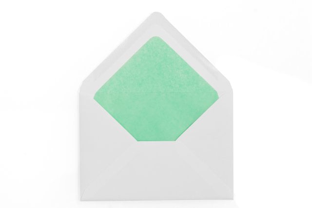 Envelopes DIN C6, branco com forro turquesa