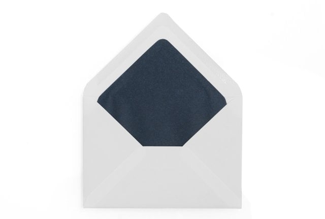 Envelopes DIN C6, brancos com forro azul escuro