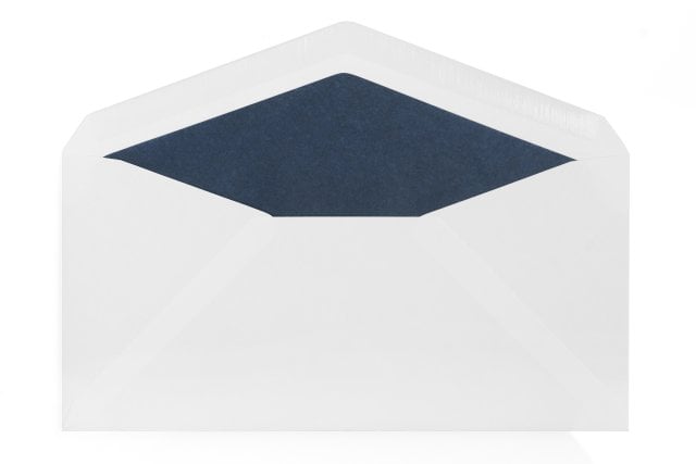 Envelopes DIN longos, brancos com forro azul escuro