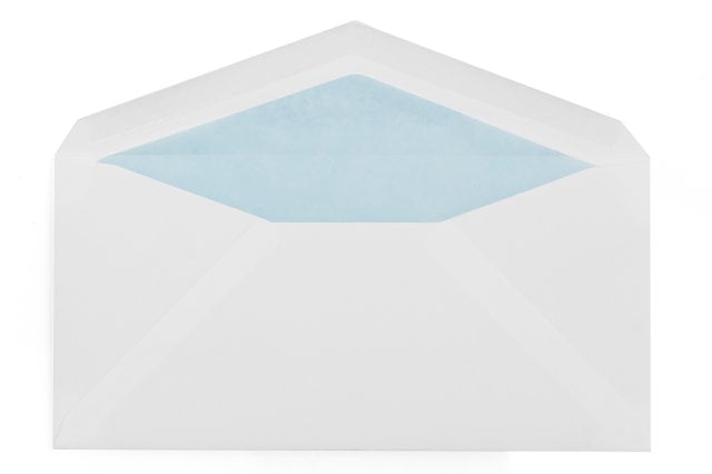 Envelopes DIN longos, brancos com forro azul claro