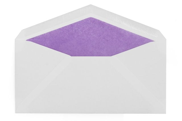 Envelopes DIN compridos, brancos com forro roxo