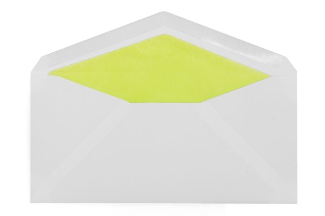 Envelopes DIN longos, brancos com forro verde claro