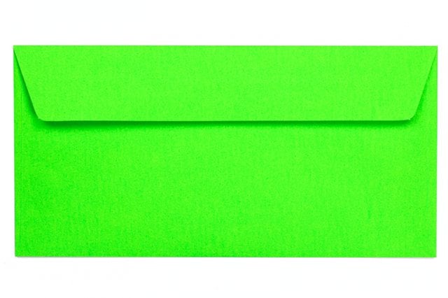 Envelopes DIN adesivos longos, verde néon