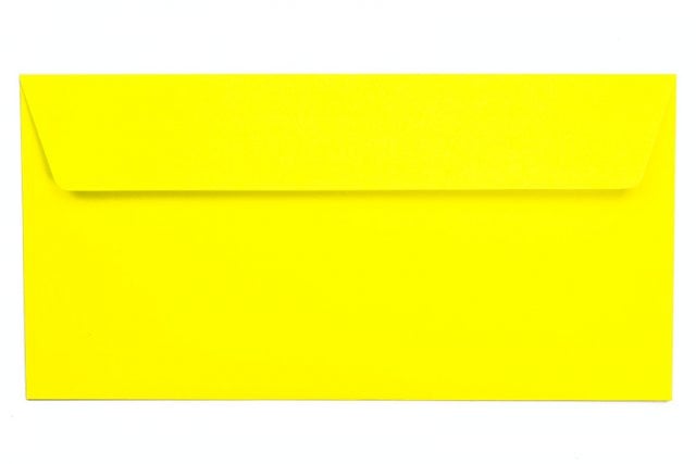Envelopes DIN adesivos longos, amarelo néon
