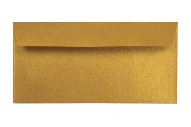 Envelopes DIN adesivos longos, dourados