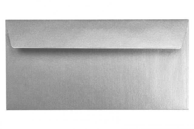 Envelopes DIN adesivos longos, prateados
