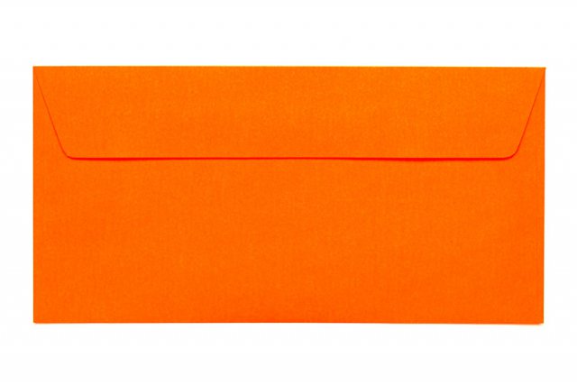 Envelopes DIN adesivos longos, laranja néon