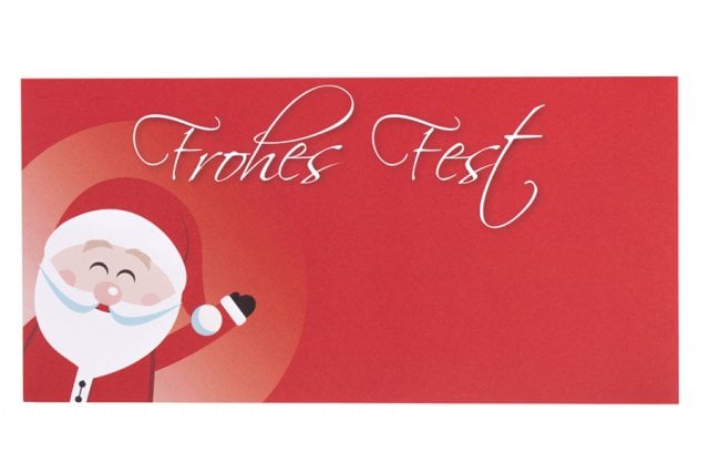 Envelopes DIN longos, impressão vermelha, Natal Pai Natal