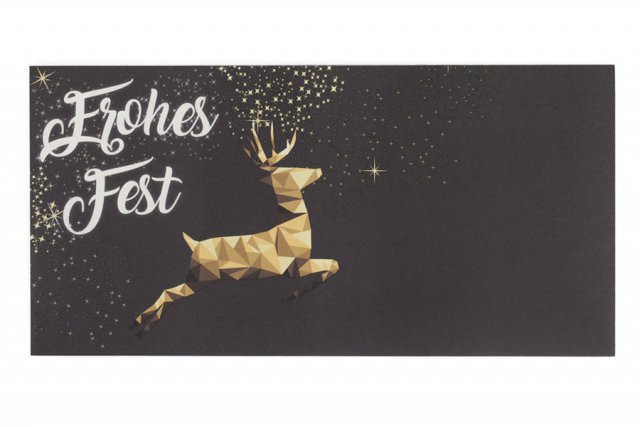 Envelopes DIN compridos, impressão em cinzento escuro, rena de Natal