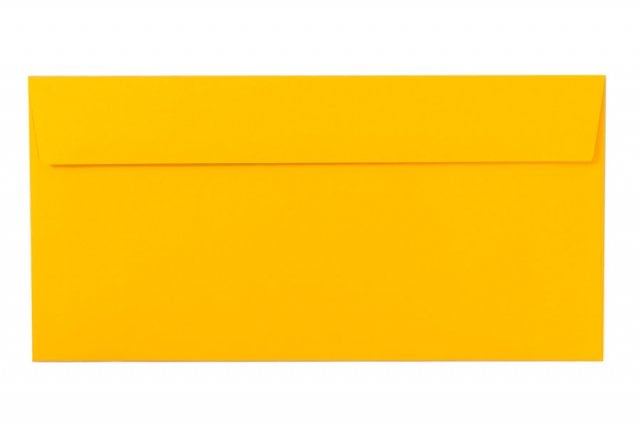 Envelopes DIN adesivos longos, amarelo escuro