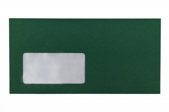 Envelopes DIN longos com janela, impressão verde escura