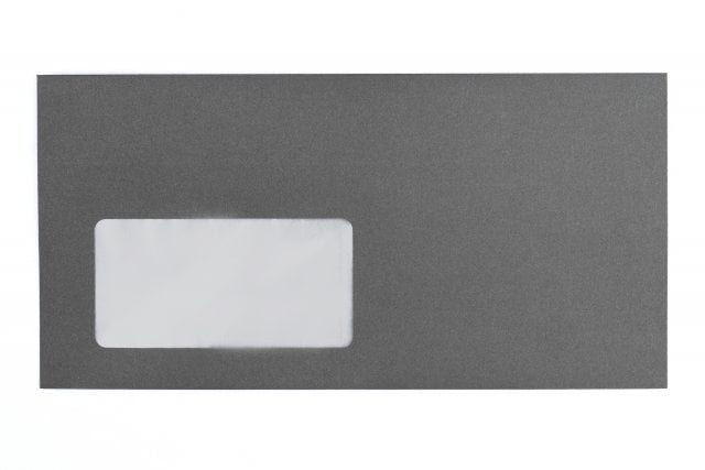 Envelopes DIN longos com janela, impressão em cinzento escuro