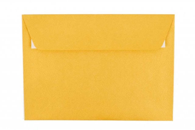 Envelopes DIN C6 adesivos, estrutura metálica dourada