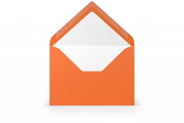 Envelopes DIN B6, forrados a laranja