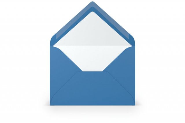 Envelopes DIN B6, forrados a azul