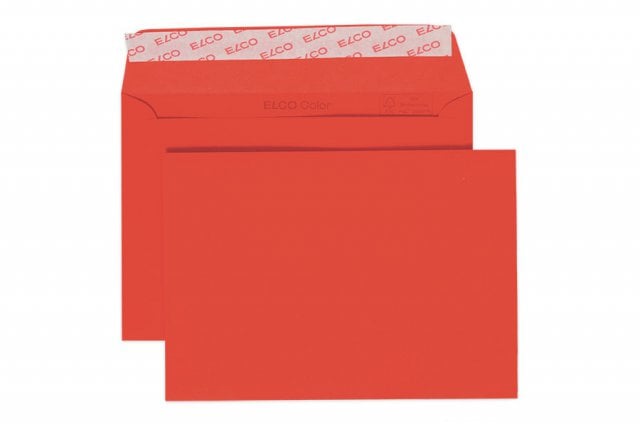 Envelopes Elco DIN C6 adesivos, vermelho intensivo
