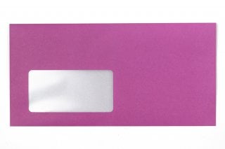 Envelopes DIN longos com janela, impressão cor-de-rosa