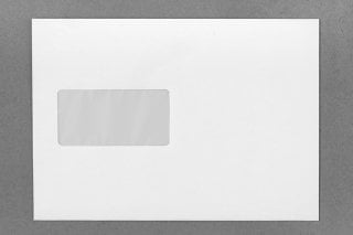 Envelopes DIN C5 adesivos, brancos com janela