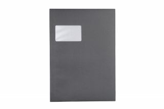 Envelopes DIN C4 adesivos com janela, impressão em cinzento escuro