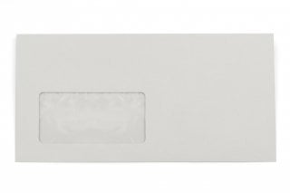 Envelopes DIN longos, cinzentos reciclados com janela