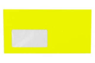 Envelopes DIN longos com janela, amarelo néon