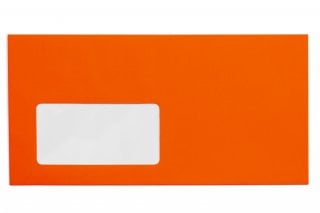 Envelopes DIN compridos com janela, vermelho néon