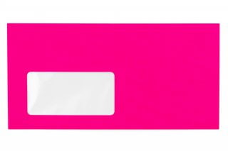 Envelopes DIN compridos com janela, cor-de-rosa néon